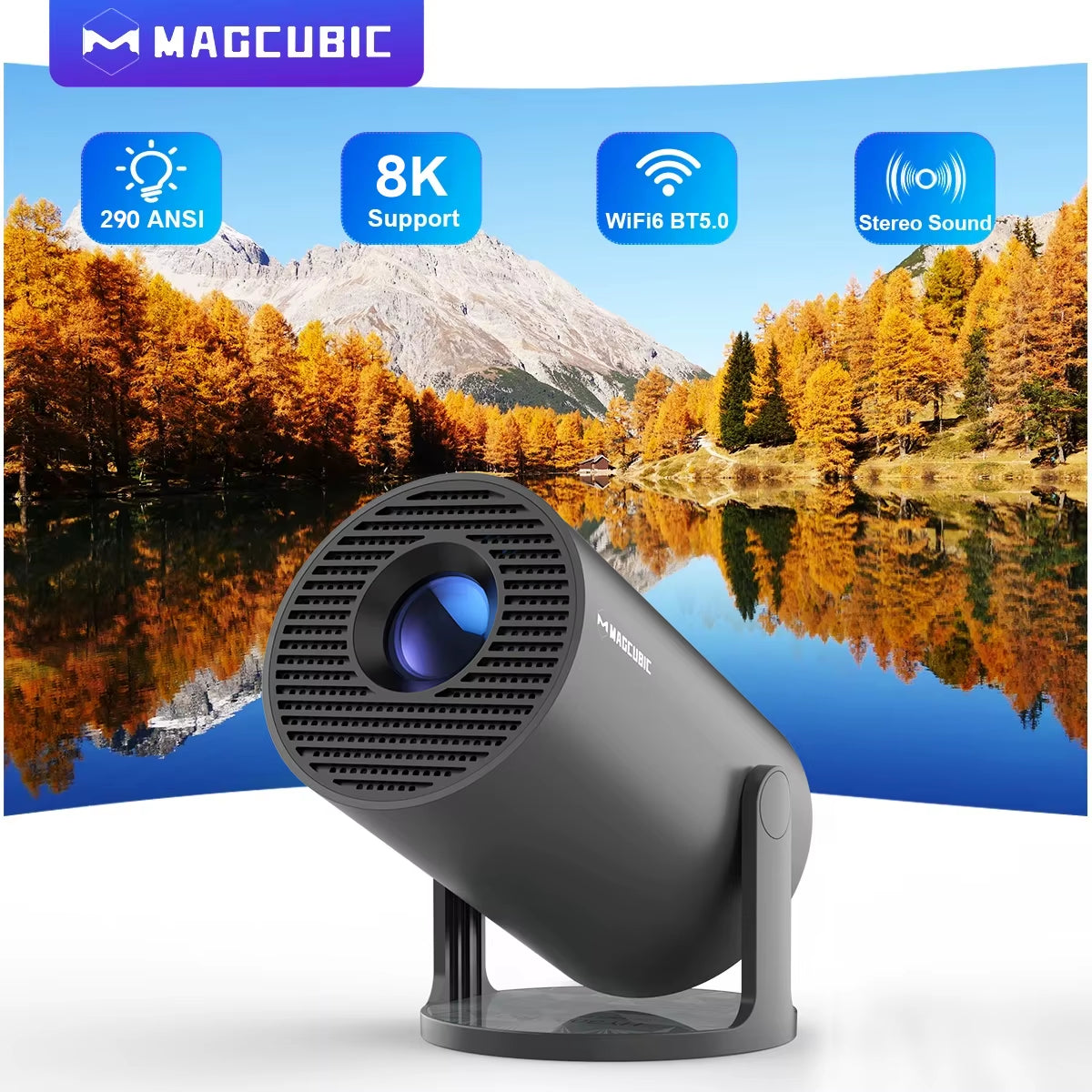 Projector Android14 8K 1280*720P HY300 Pro Dual Wifi 290ANSI 180 Flexible BT5.0 Cinema Outdoor Portable Projetor