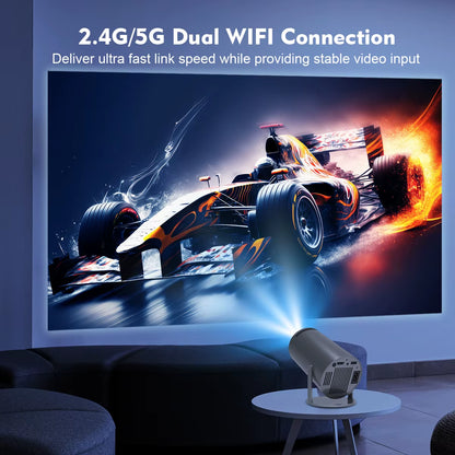 Projector Android14 8K 1280*720P HY300 Pro Dual Wifi 290ANSI 180 Flexible BT5.0 Cinema Outdoor Portable Projetor